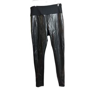 Assets by Spanx All Over Faux Leather Leggings Large Black